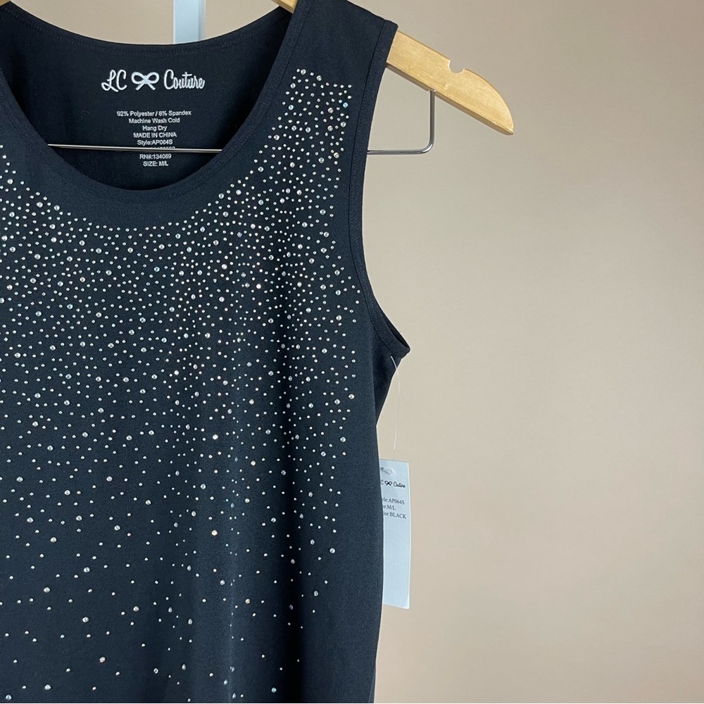 New! LC Couture Rhinestone Tank Top Size Medium Large Modest - Picture 7 of 7